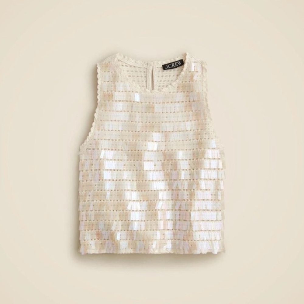 J. Crew Ivory Sequin Tank Top